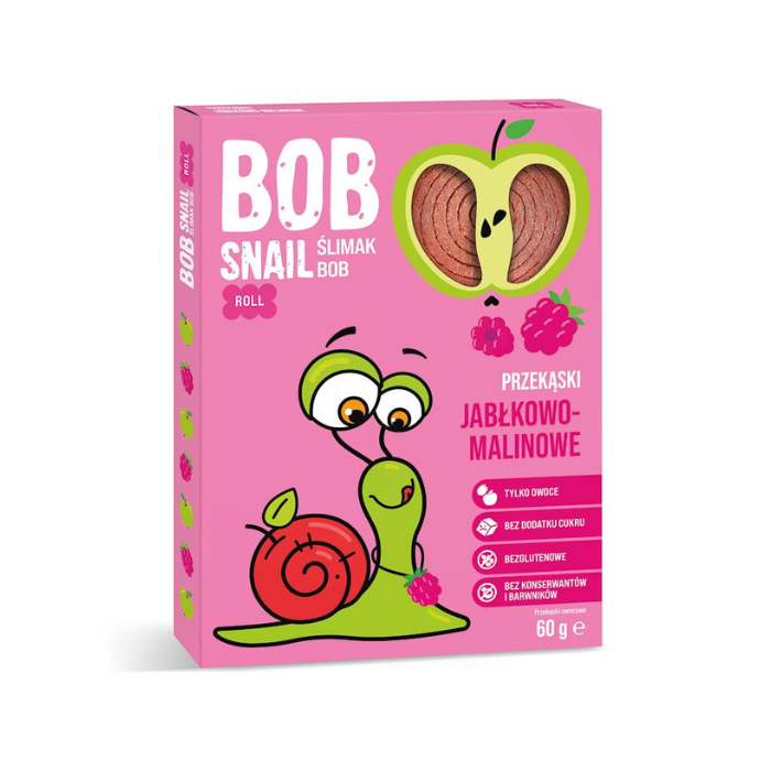 Owocowa przekąska dla dziecka, BOB Snail, jabłko-malina, 60 g