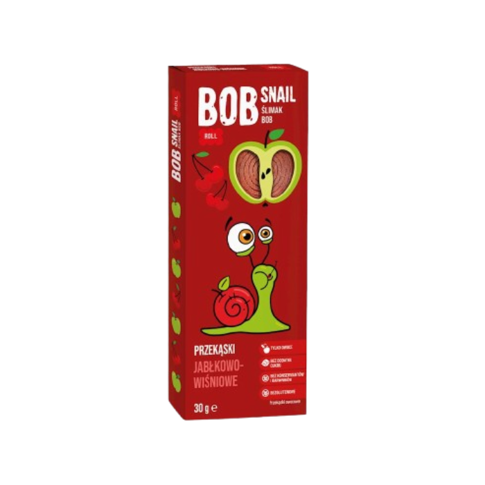 Owocowe przekąska dla dziecka, BOB Snail, jabłko-wiśnia, 30 g